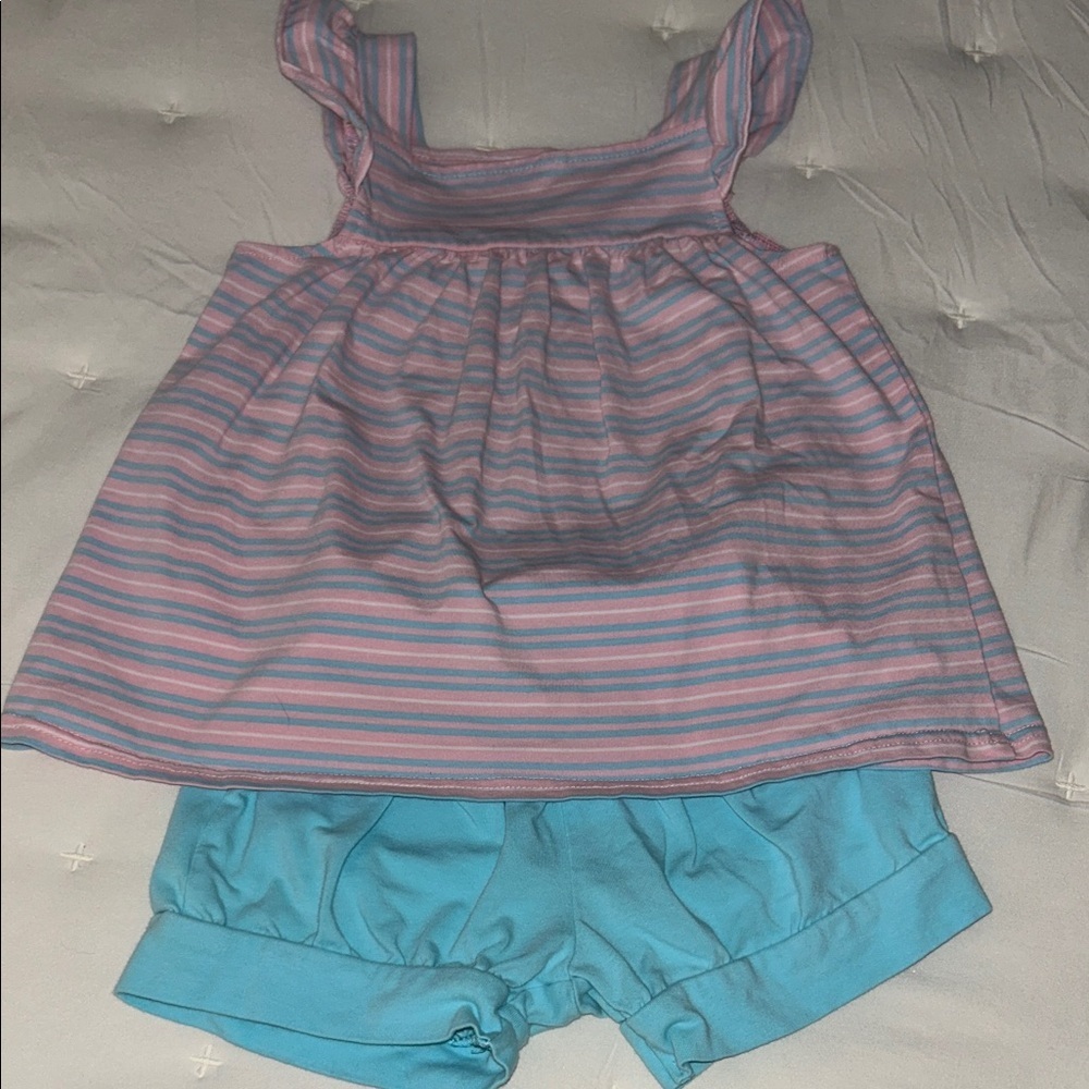Classic Whimsy Striped Pink and Blue Kids Matching Set